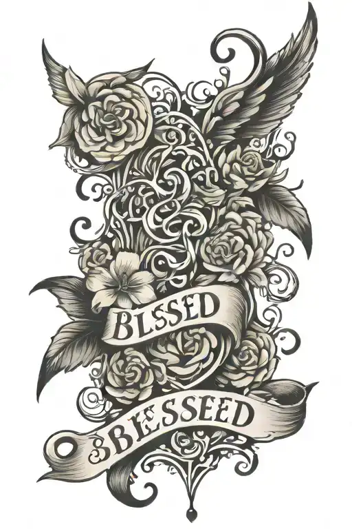 Blessed written tattoo design idea