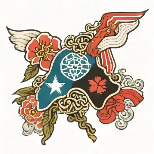 korea and hong kong flag tattoo design idea