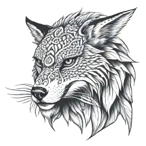 aguila y lobo tattoo design idea