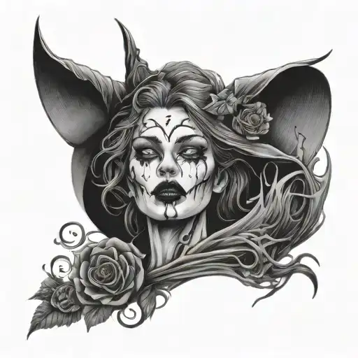 witches horror tattoo design idea