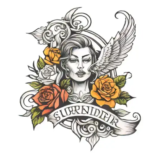 surrender trust breathe tattoo design idea