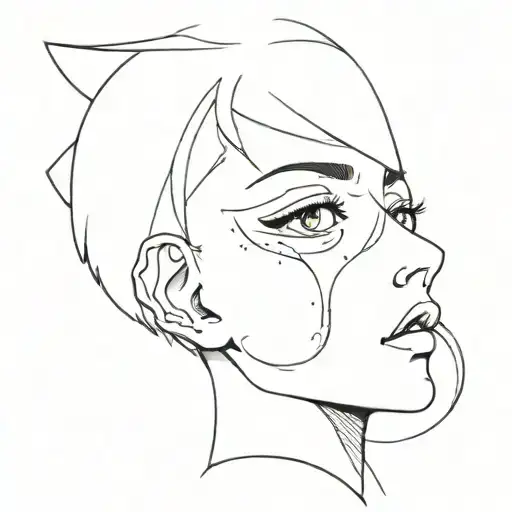 Anime head inside write bad istead eyes and nose tattoo design idea