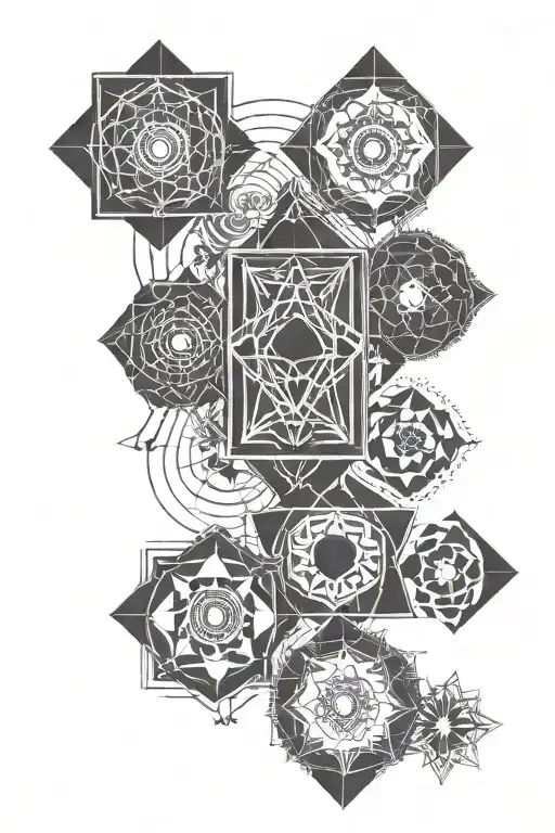 7 chakra symbols tattoo design idea