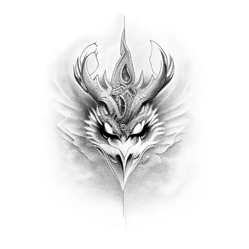 fenix con relog que marca 00:00 tattoo design idea