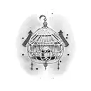 Dotwork "Bird Cage" tattoo design idea