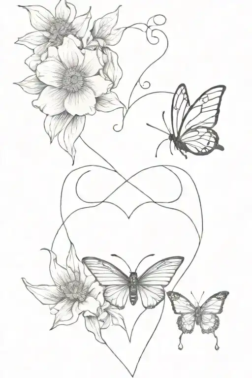 chest, heart, butterfly, death flower, eye tattoo design idea