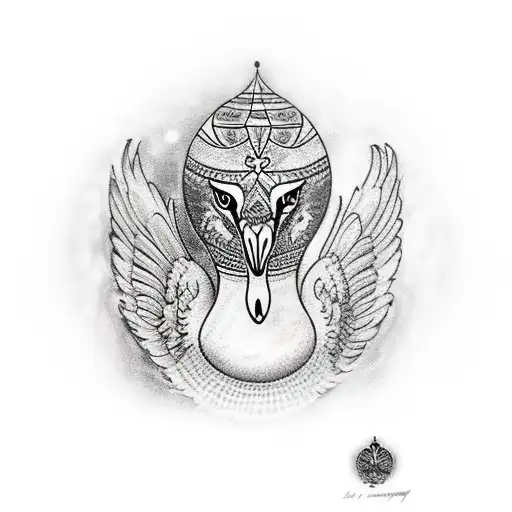matrioshka with swan as emblem tattoo design idea