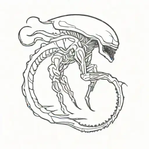 xenomorph simple tattoo design idea