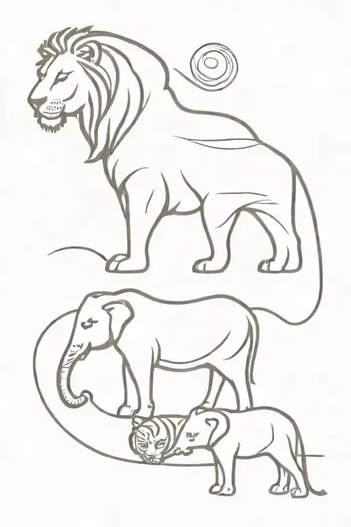 lion tiger elephant giraffe tattoo design idea