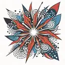 red white and blue fireworks exploding tattoo design idea