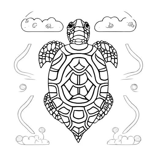 turtle cyan  tattoo design idea