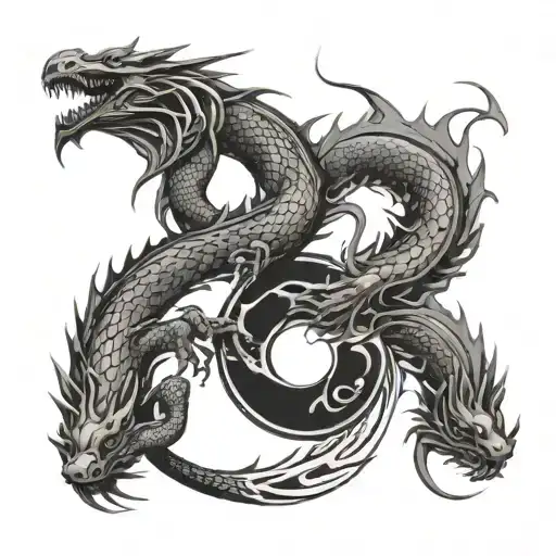 two dragons forming the yin yang symbol tattoo design idea