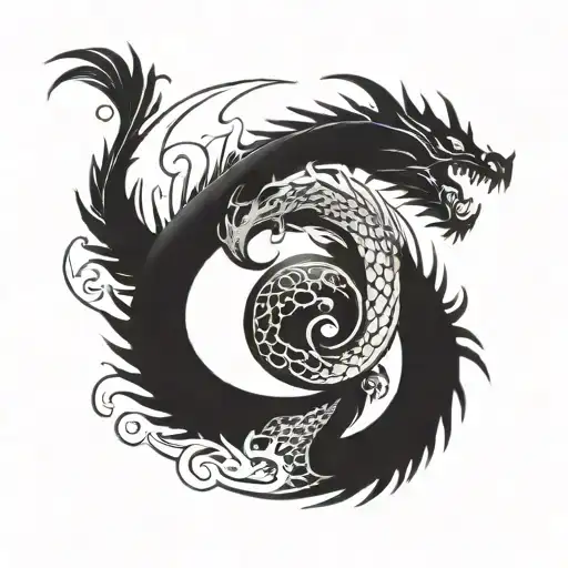two dragons forming the yin yang symbol tattoo design idea