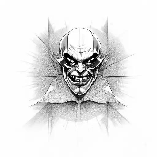 evil smiling harlequin tattoo design idea