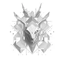 Narrow rectangle black ink mountains tattoo design idea