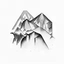 Narrow rectangle black ink mountains tattoo design idea