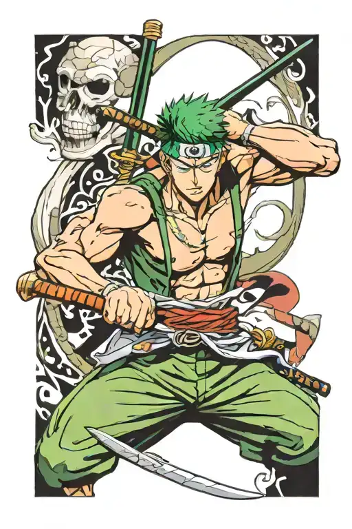 Roronoa Zoro one piece tattoo design idea
