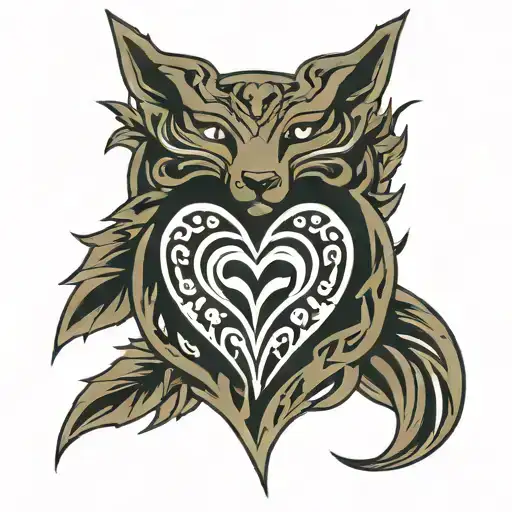tribal tattoo with heart on middle chest tattoo design idea
