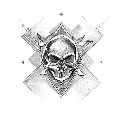 Skull with a A jester's kalpak tattoo design idea