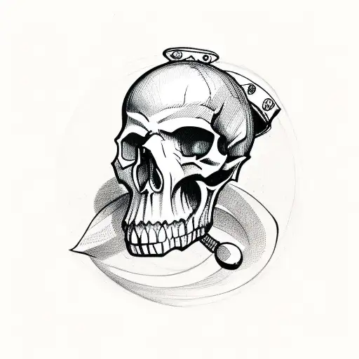 Skull with a target and a jester's hat tattoo design idea