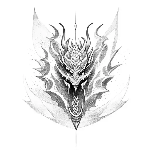 Nordic-inspired dragon battling a samurai tattoo design idea