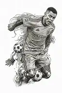 A detailed portrait of a football legend with intricate black and grey shading, symbolizing resilience in the face of life struggles tattoo design idea