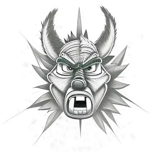 Crash bandicoot mask tattoo design idea