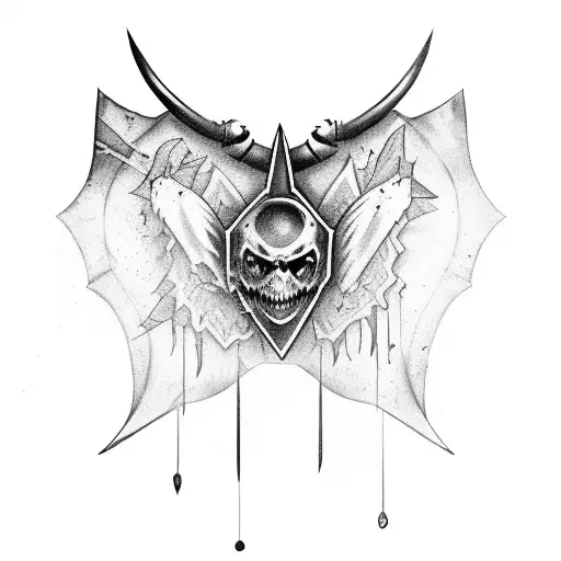 cherry with bat wings tattoo design idea