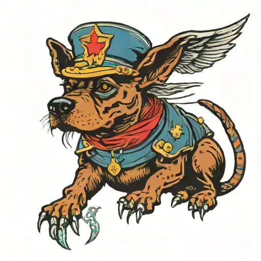 incorporates devil dog wearing cover and iconography that represents infantry officers tattoo design idea