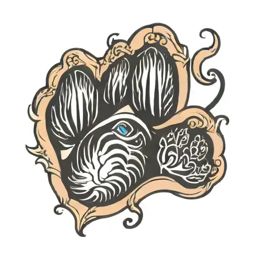 cat paw with heart shape tattoo design idea