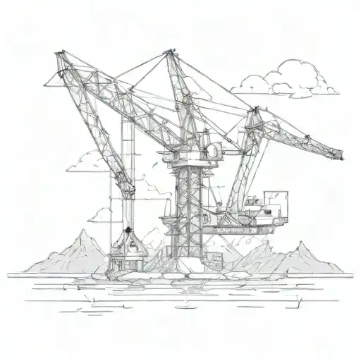 construction crane, paradise, anchor tattoo design idea