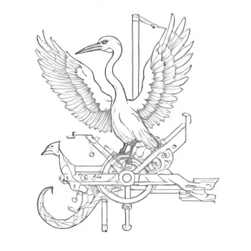 construction crane, paradise, anchor, dove tattoo design idea