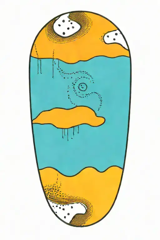 sand worm in dune on top meets water on bottom forming dots tattoo design idea