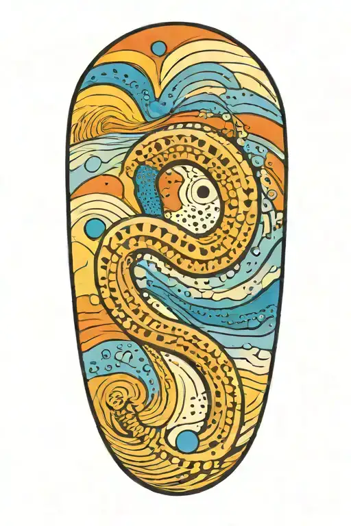 sand worm in dune on top meets water on bottom forming dots tattoo design idea