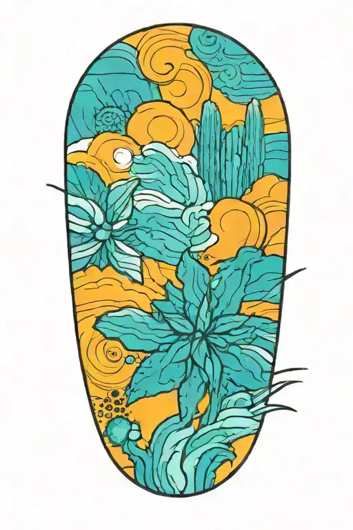 desert oasis tattoo design idea