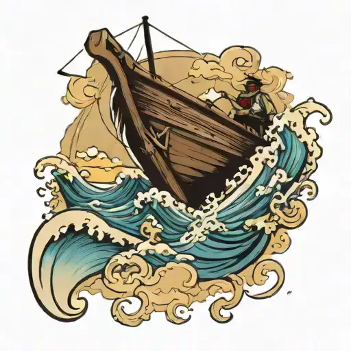 Seaman, Boat, Ocean, Waves tattoo design idea
