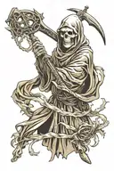 grim reaper with scythe tattoo design idea