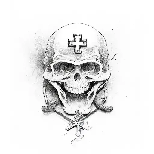 cross with rip mam tattoo design idea