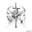 cross with rip mam tattoo design idea
