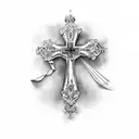 cross with rip mam tattoo design idea