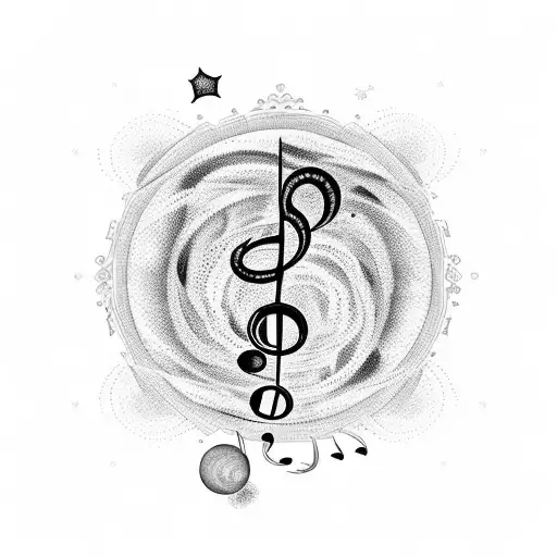 A music note made of stars and moons tattoo design idea