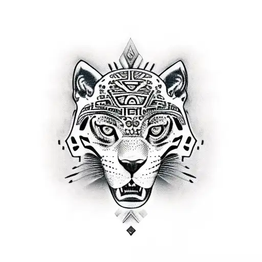 jaguar with an aztec calendar tattoo design idea