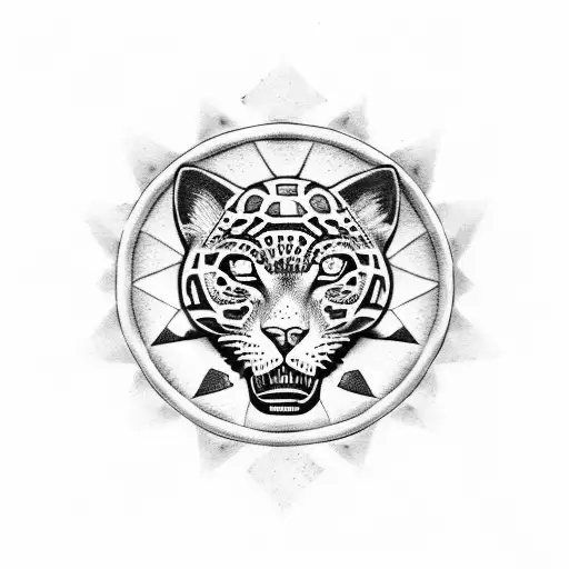 jaguar with an aztec calendar tattoo design idea