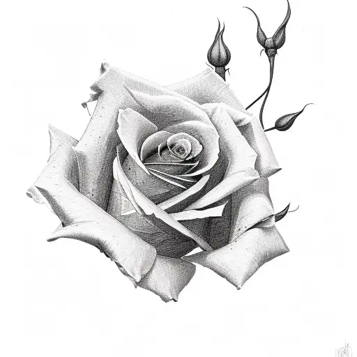 rose with stem, memorial tattoo design idea