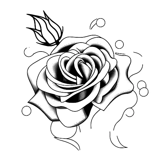 rose with stem, memorial tattoo design idea