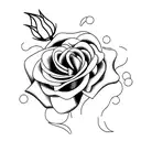 rose with stem, memorial tattoo design idea
