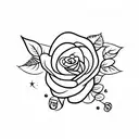 rose with stem, memorial tattoo design idea