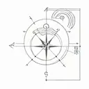 Craft a sea compass with waves in a minimalist style, emphasizing the simplicity and elegance of marine engineering tattoo design idea