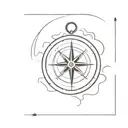 Craft a sea compass with waves in a minimalist style, emphasizing the simplicity and elegance of marine engineering tattoo design idea