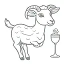 a lamb lying with a chalice, bread and the christian fish symbol. Minimalist, pretty simple. tattoo design idea